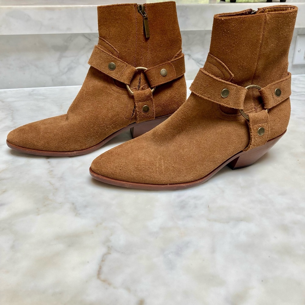 Saint Laurent Suede Ankle Western / Moto Boot.